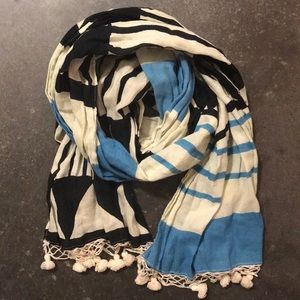 Printed Madewell Scarf with Pom Poms